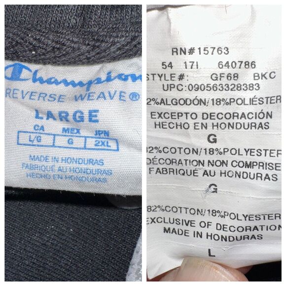 VTG Champion Premium Reverse Weave Hoodie Large Black Heavyweight Streetwear - Picture 3 of 10